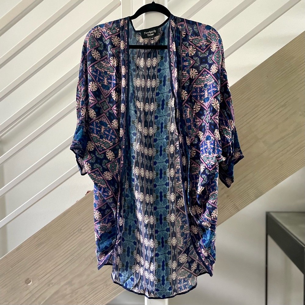 Anthropologie Silk Kimono Shrug Purple